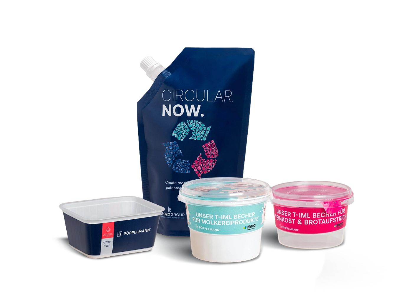 Produktvielfalt: Monomaterial-Verpackungen - Tiefziehen mit IML, Spritzguss mit IML und Spouted Pouches