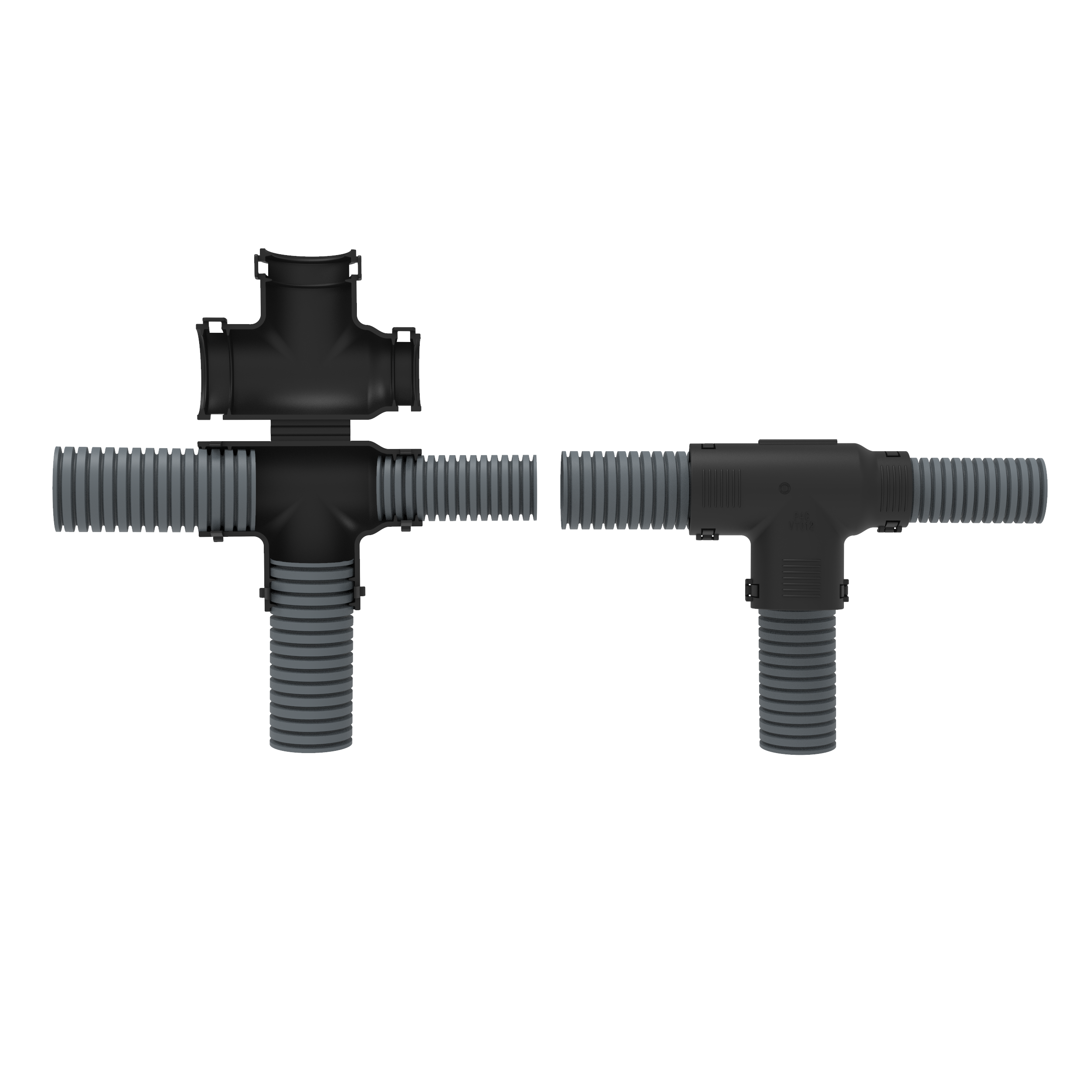 Kabelmanagement Wellrohrverteiler  T-Verteiler