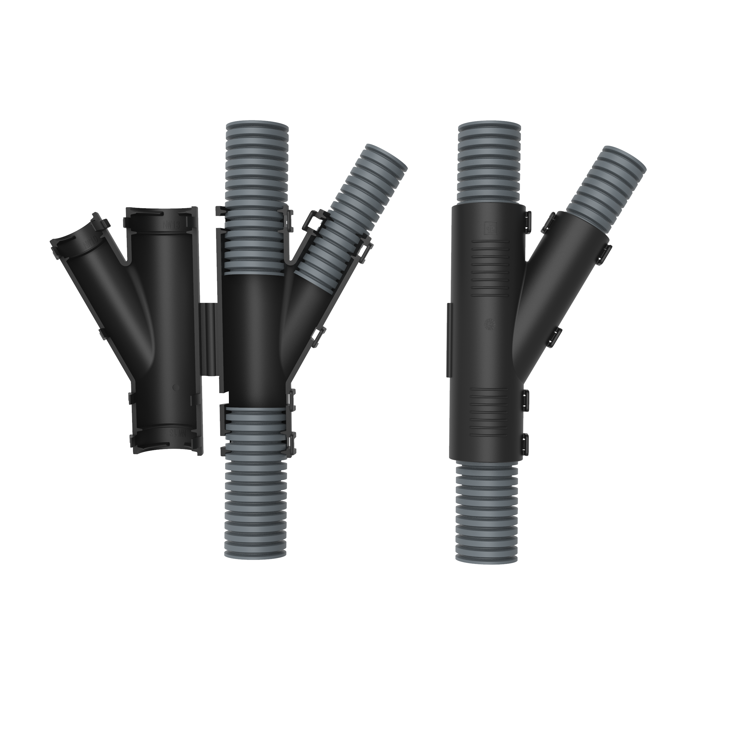 Kabelmanagement Wellrohrverteiler  Y-Verteiler